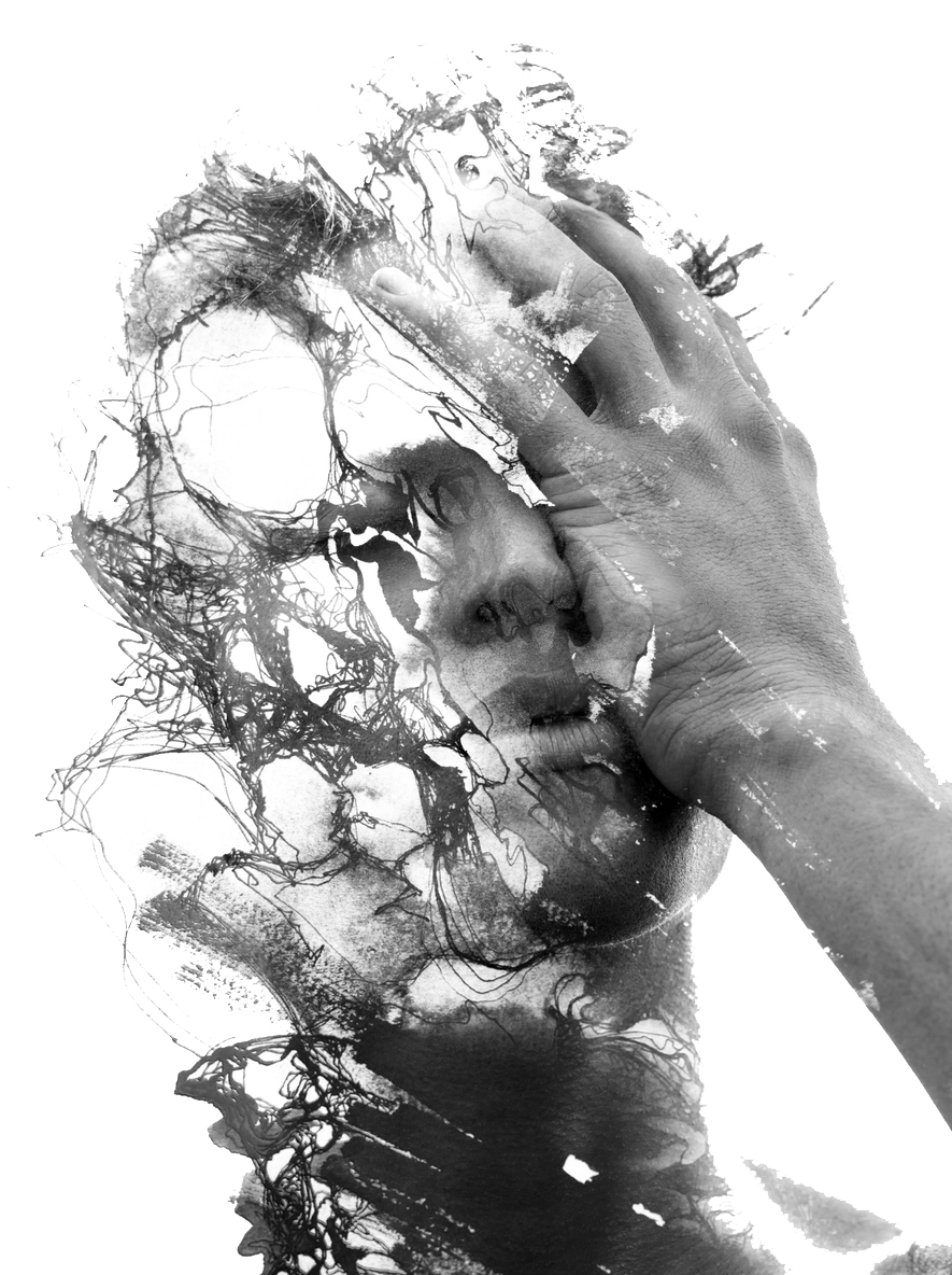toxic relatioship Paintography. Double exposure of an attractive male model